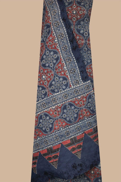 Maroon with Indigo Ajrak Cotton Top & Dupatta