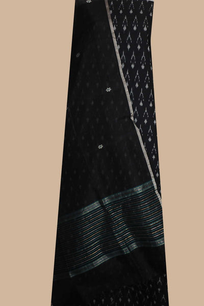 Cream Butta on Black Ikat Top & Chanderi Dupatta