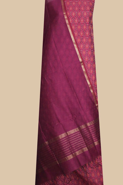 Pink Ikat Silk Cotton Top & Maheshwari Dupatta