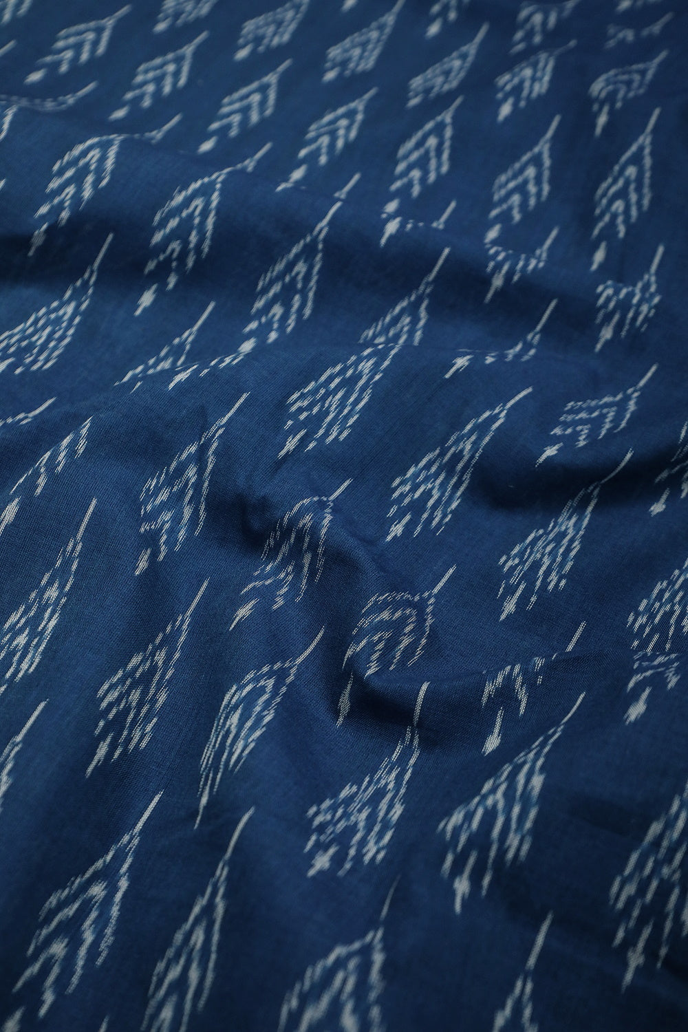 Denim Blue with Butta Mercerized Ikat Cotton Fabric-0.6 m