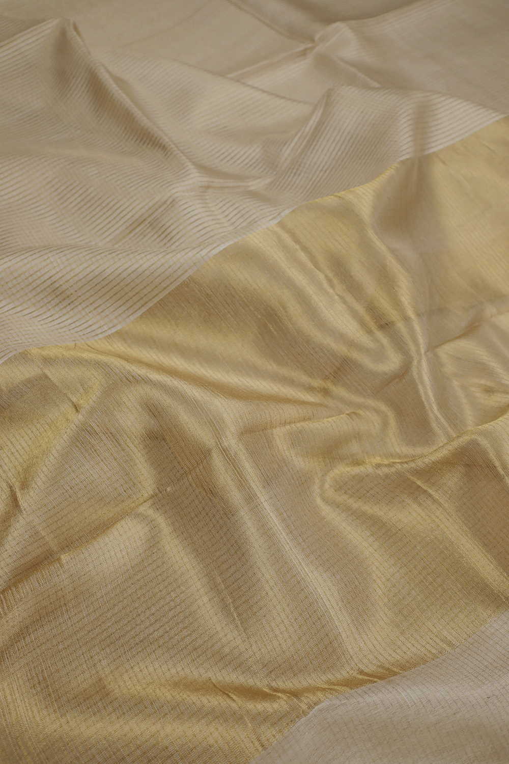 Rich Yellowish Cream Handwoven Tussar Silk saree