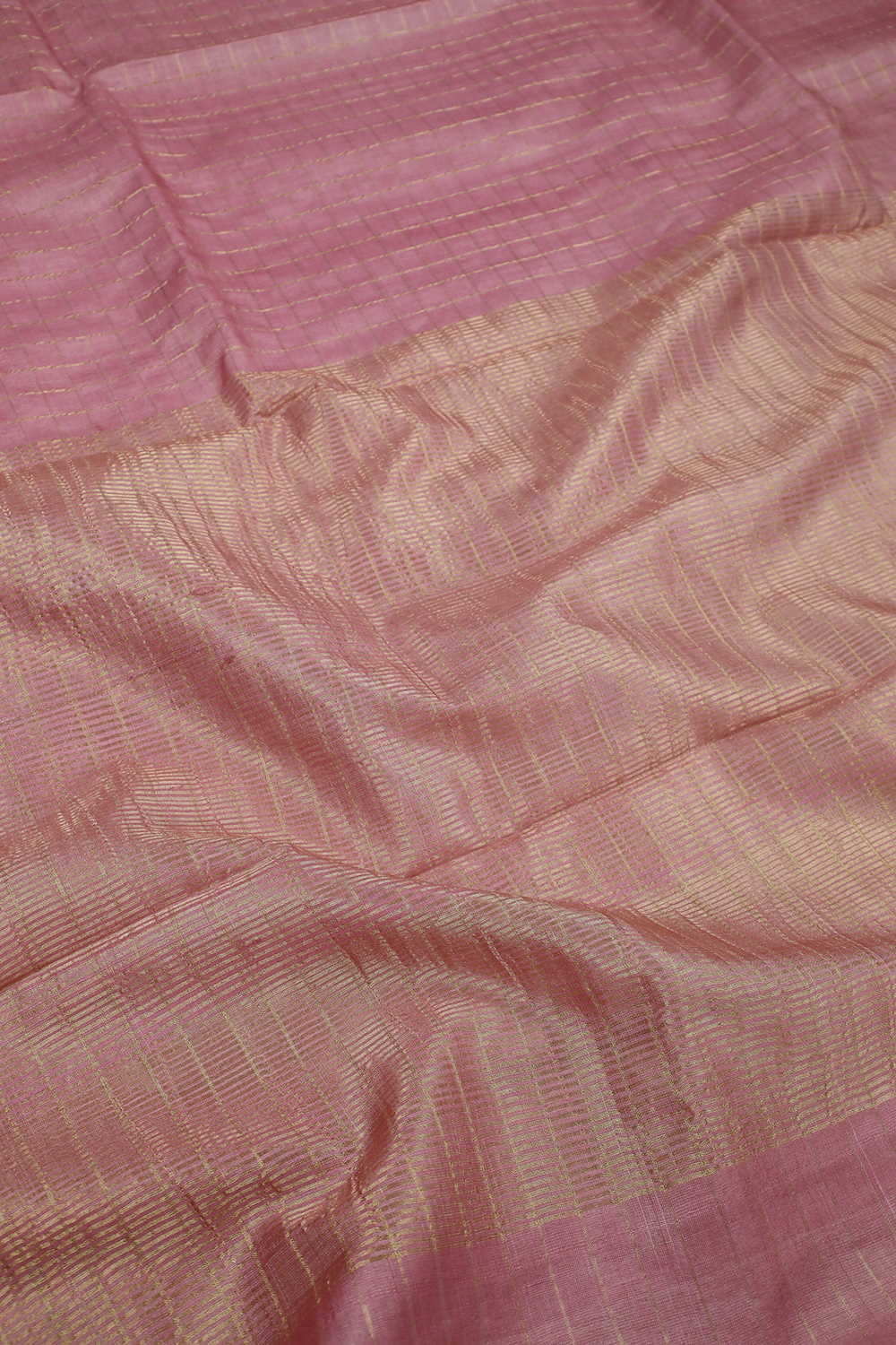 Thulian Pink Handwoven Tussar Silk saree