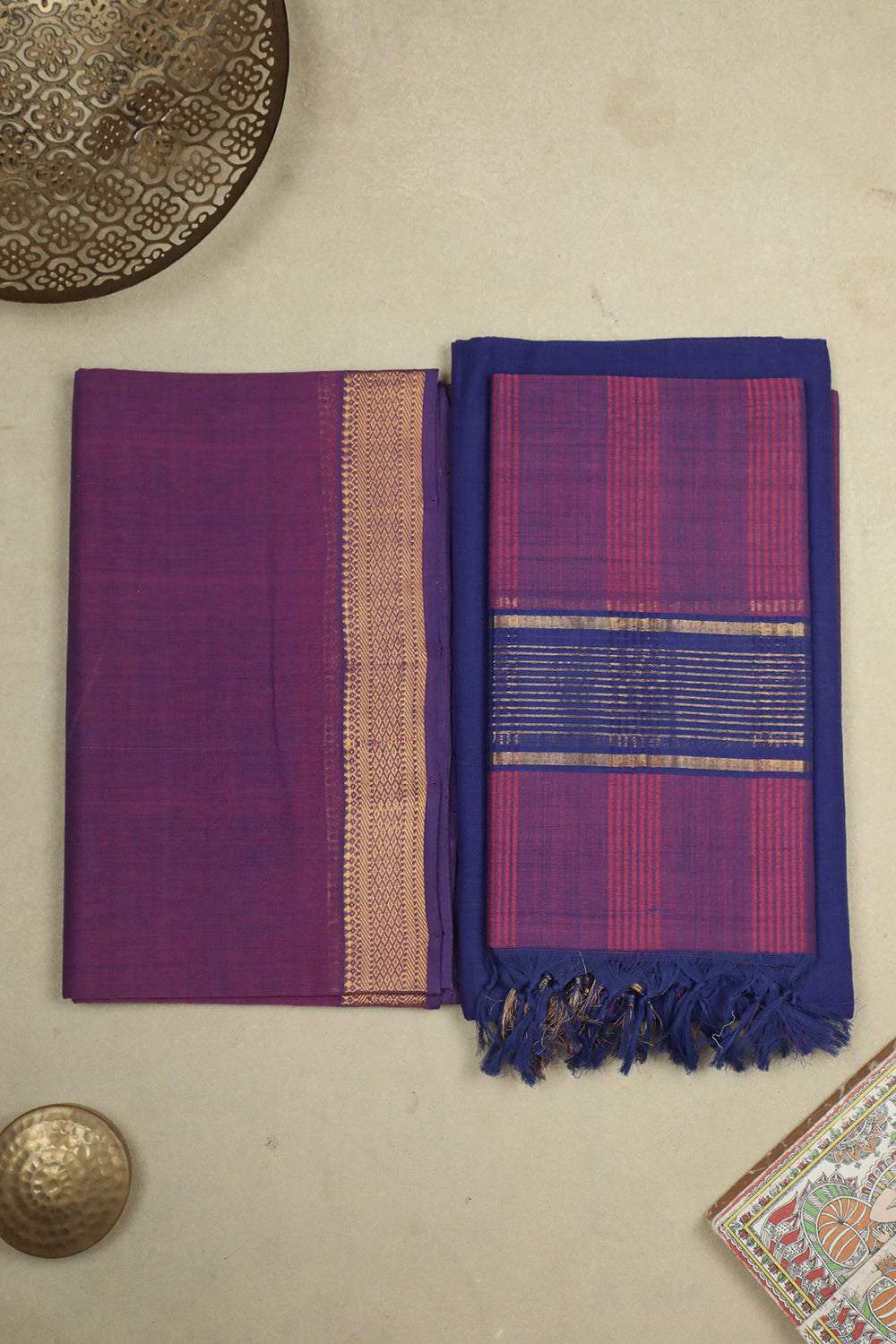 Buy Purple Mangalagiri Cotton Suit Online at Matkatus