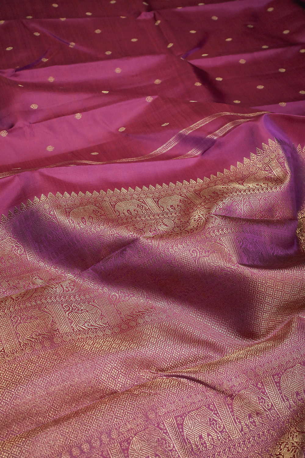 Hot Pink with Peacock Motifs Kanchi Silk saree