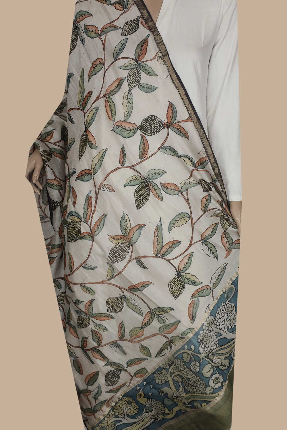 Painted Kalamkari Dupattas - Matkatus 