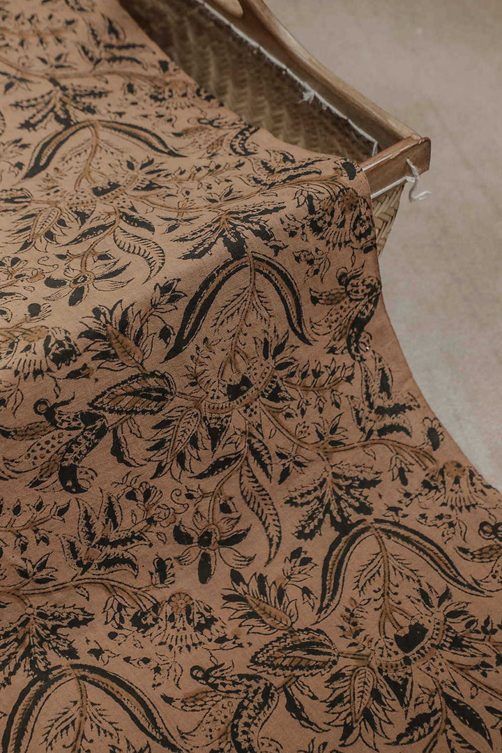 Leafy Floral Printed kalamkari Cotton Fabric - 1m