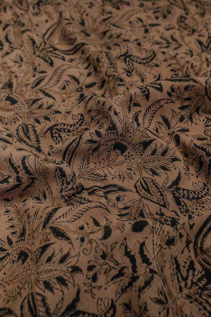 Leafy Floral Printed kalamkari Cotton Fabric - 1m