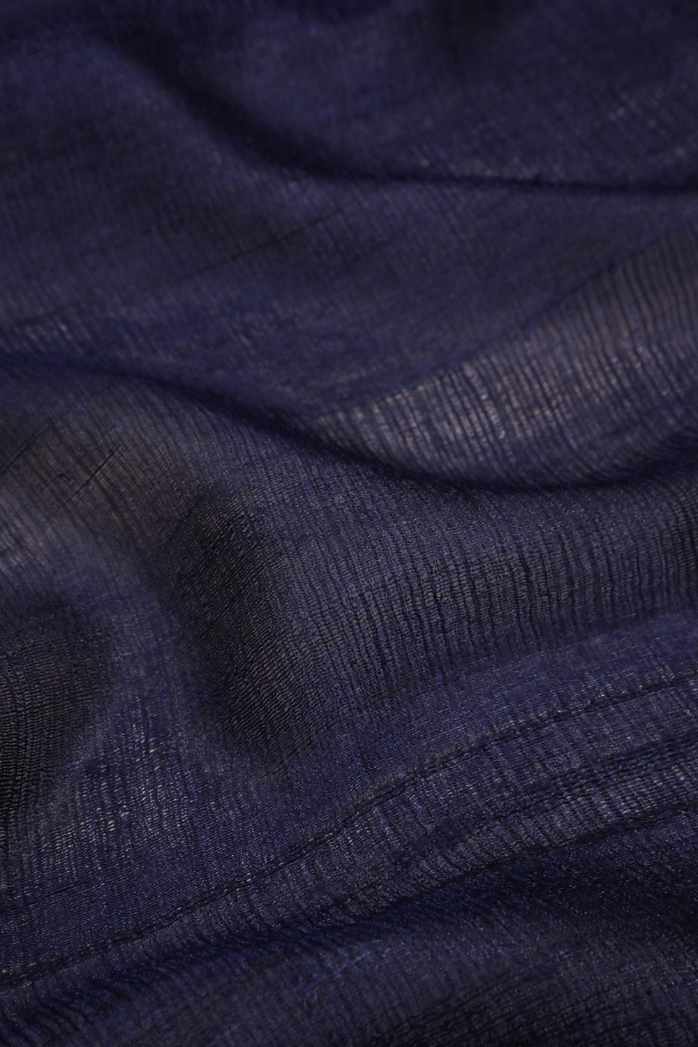 Ink Blue Handspun Gicha Tussar Silk Fabric - 0.85m