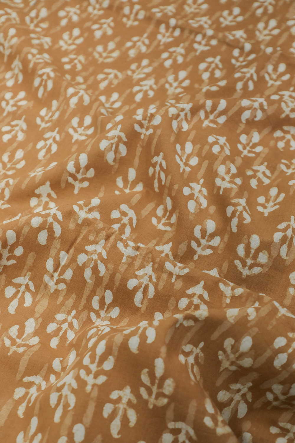 Yellow with Florets Dabu Cotton Fabric - 1.1m