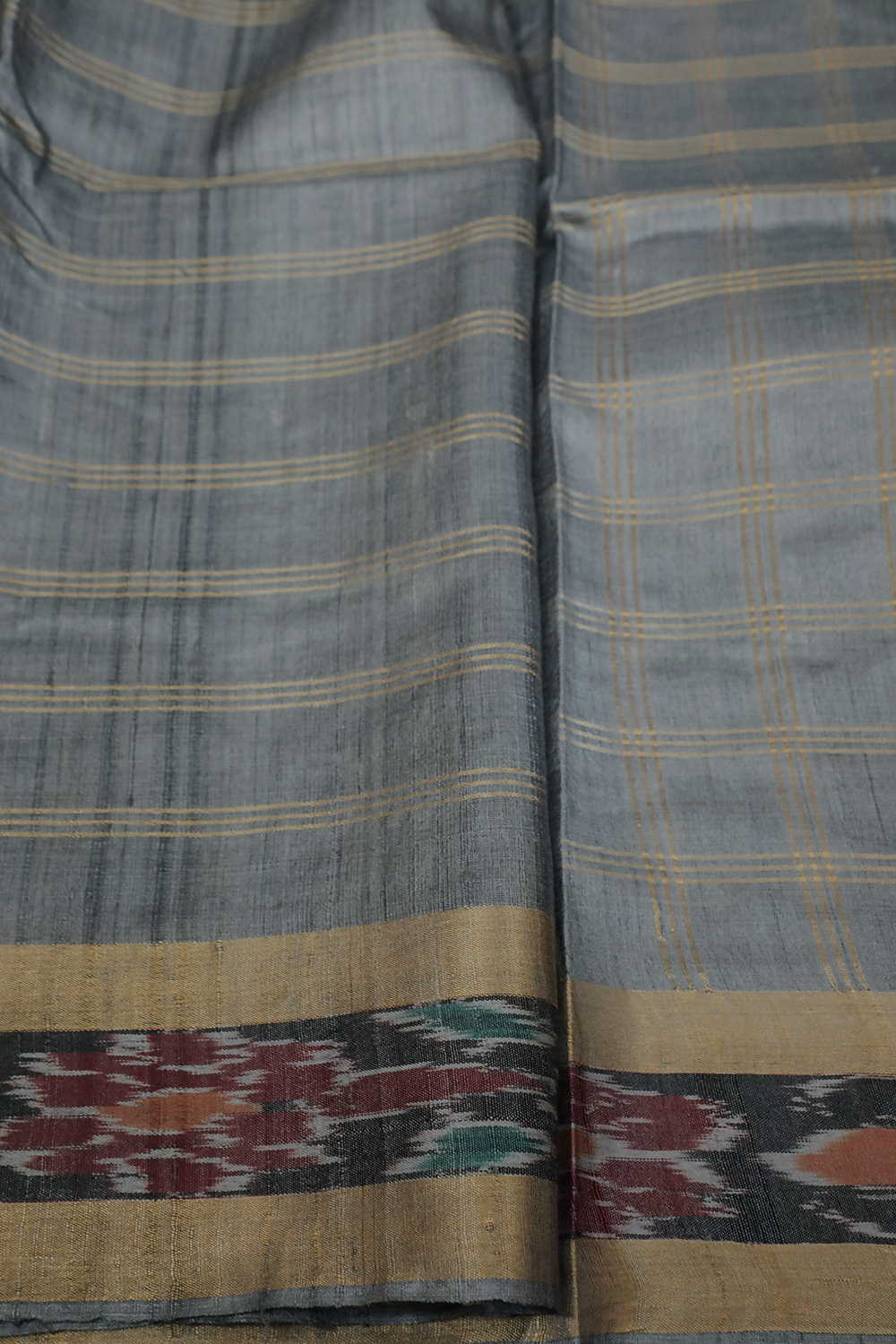 Soft Grey Handwoven Tussar saree