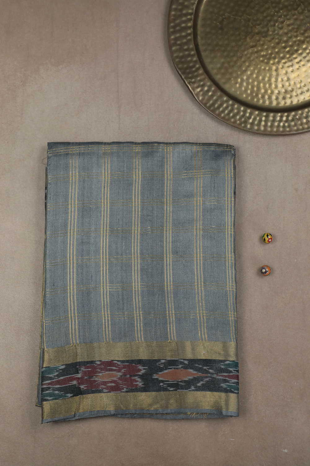 Soft Grey Handwoven Tussar saree