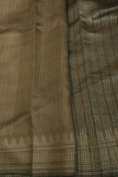 Silver Zari Stripe Handwoven Tussar saree