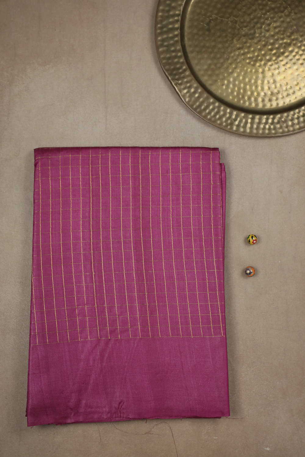 Magenta Pink Handwoven Tussar saree