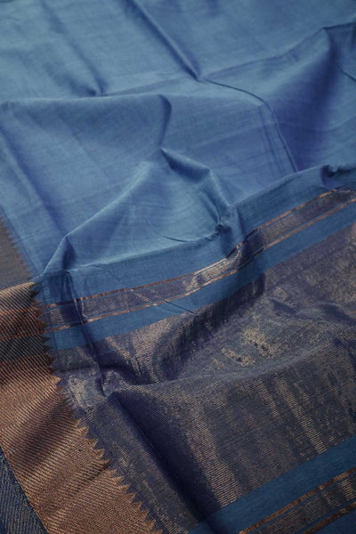 Sapphire Blue Mangalagiri Cotton saree