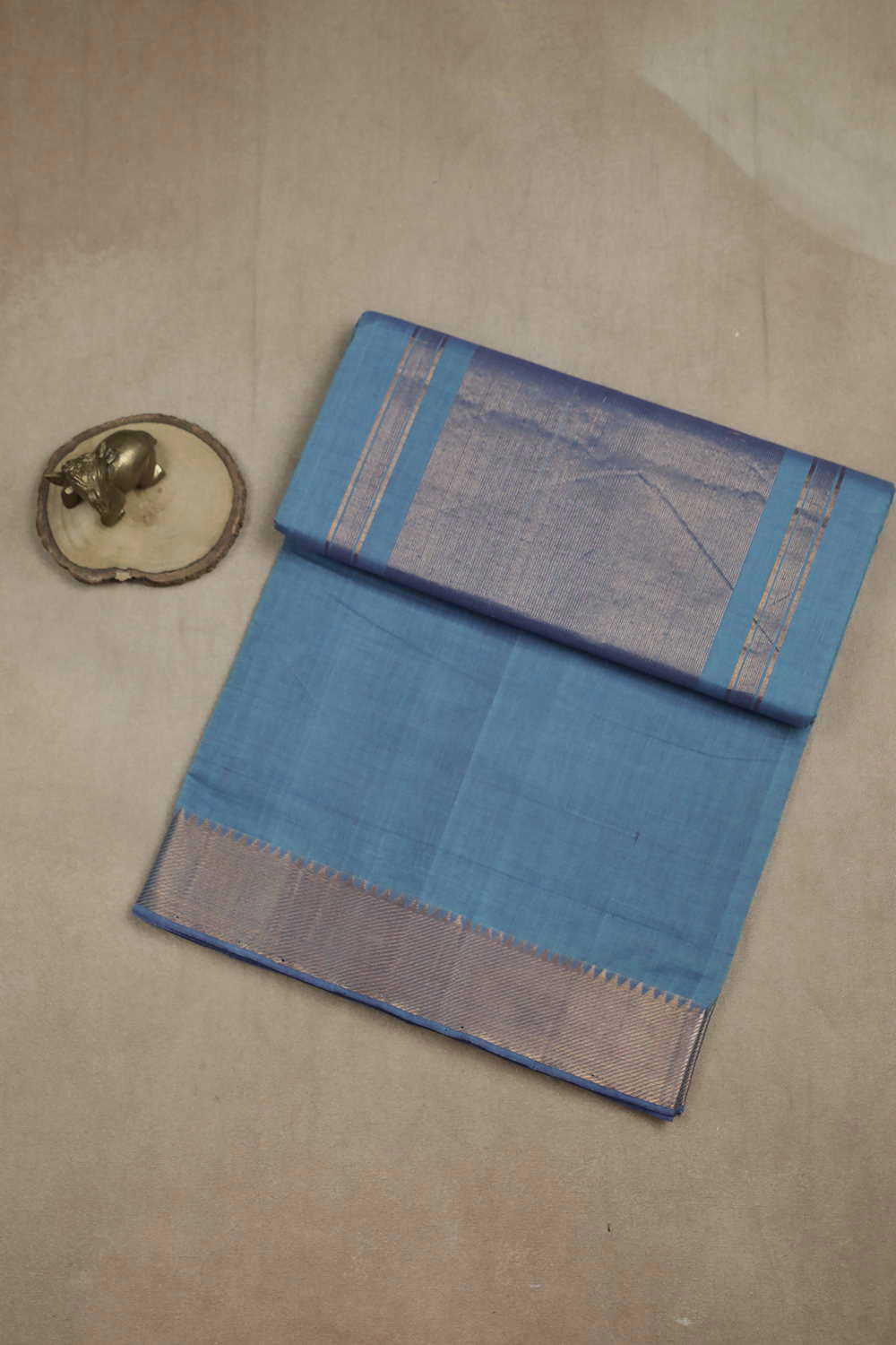 Sapphire Blue Mangalagiri Cotton saree