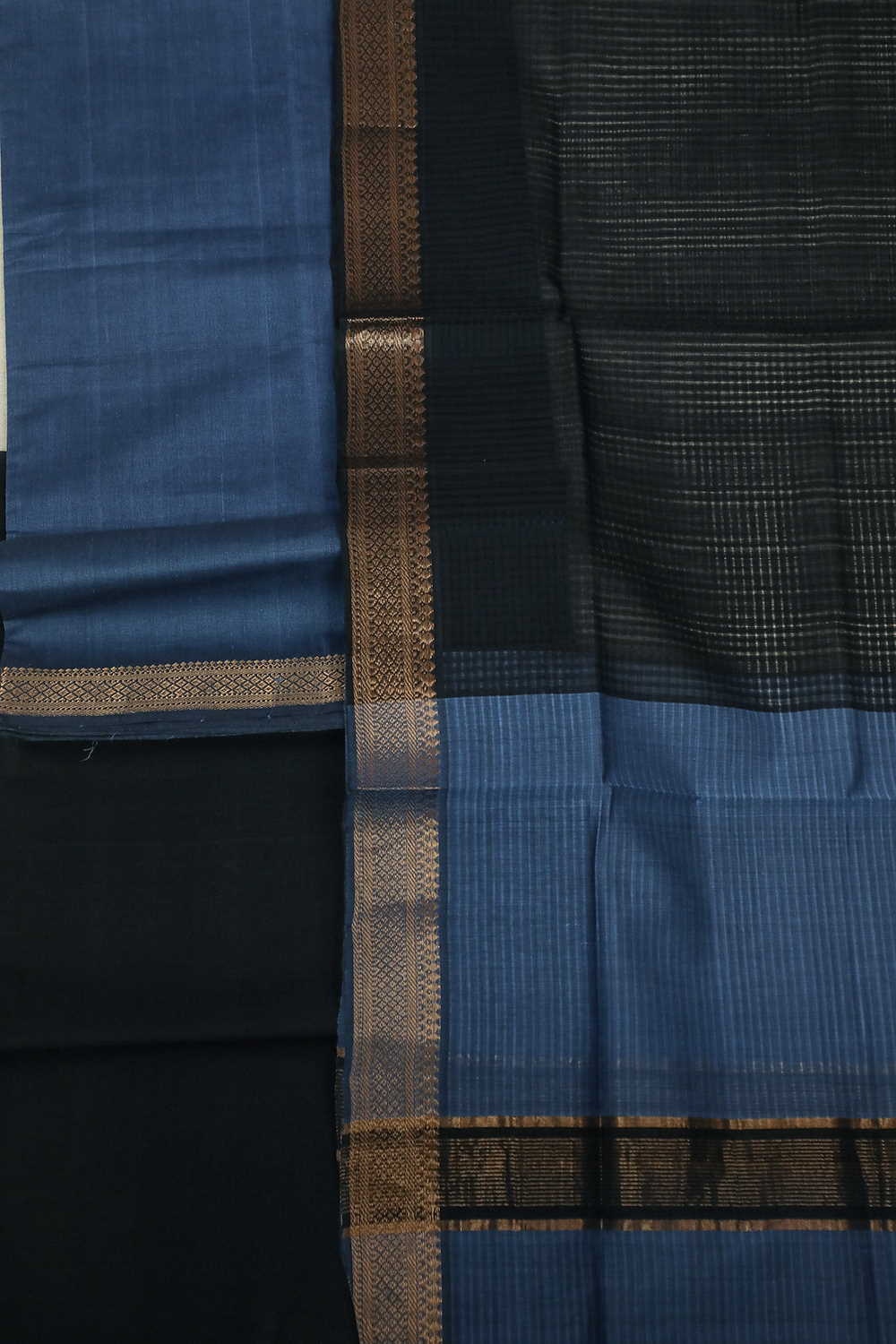 Blue with Black Mangalagiri Cotton Suit