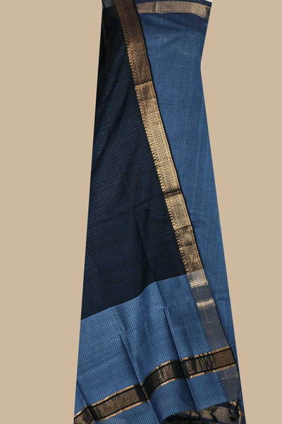 Blue with Black Mangalagiri Cotton Suit