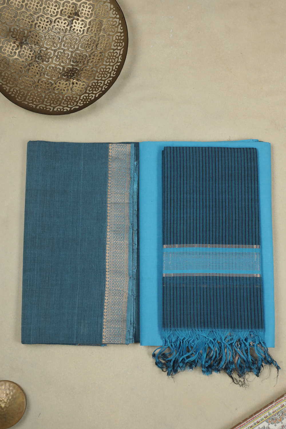 Blackish Blue Mangalagiri Cotton Suit