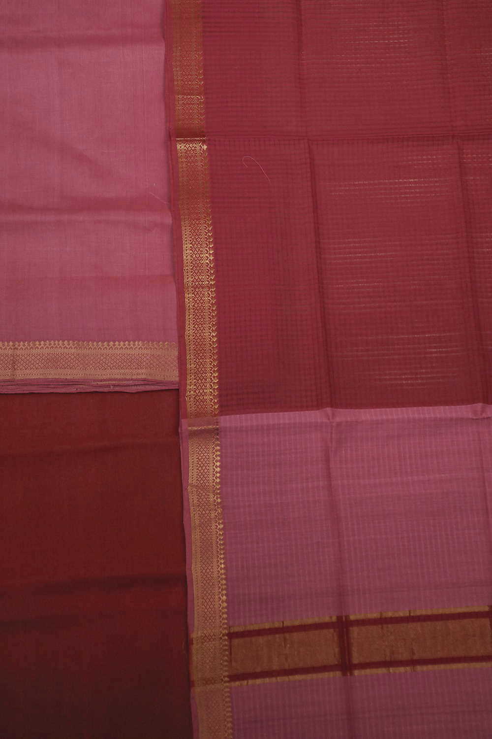 Pink with Red Mangalagiri Cotton Suit