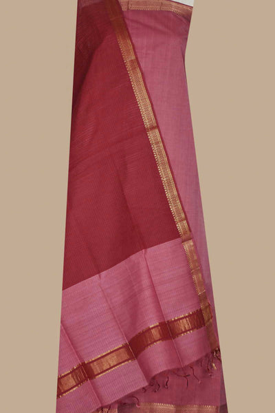 Pink with Red Mangalagiri Cotton Suit