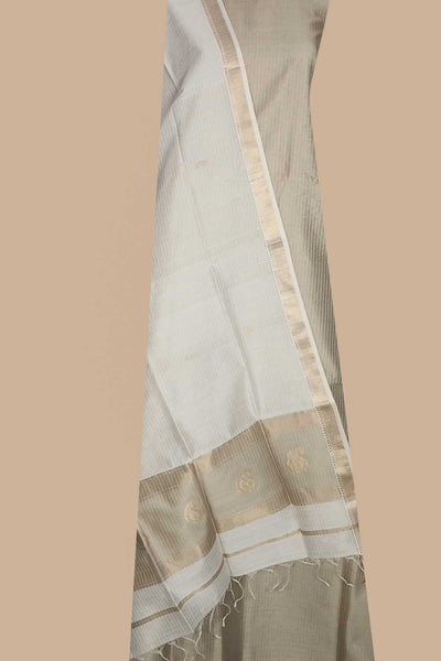 Beige Cream Maheshwari Silk Cotton Top & Dupatta