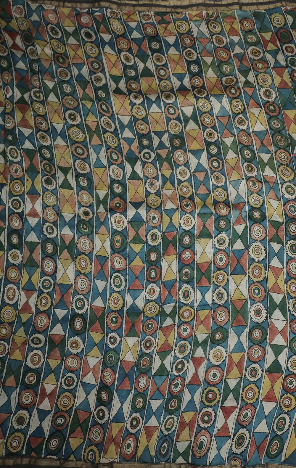 Geometric Pattern Painted kalamkari Chanderi Fabric