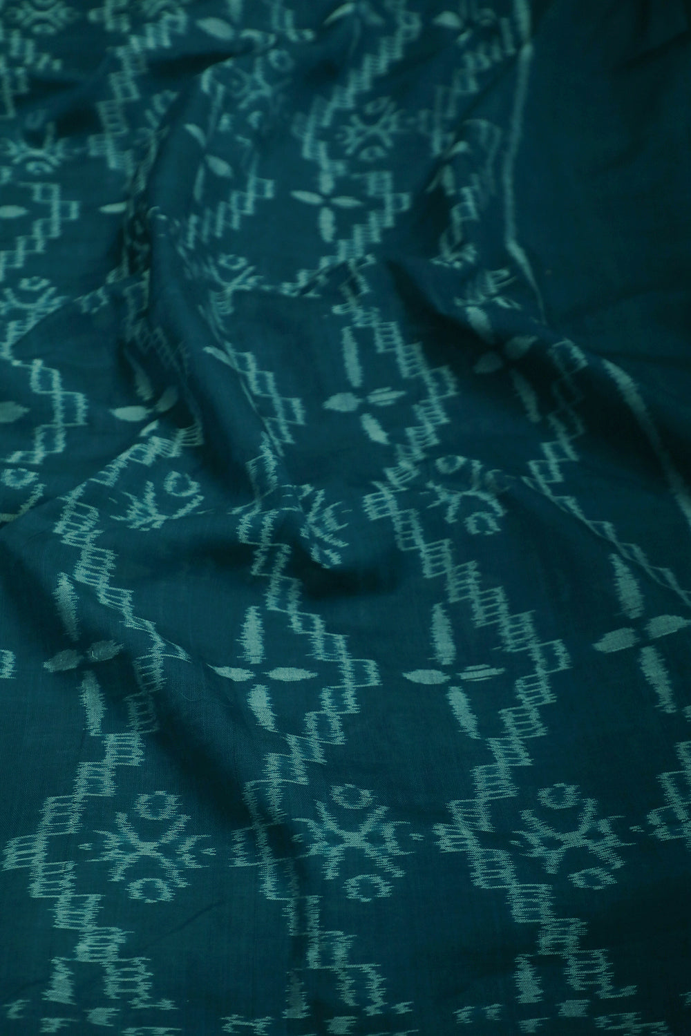 Peacock Blue Handwoven Orissa Ikat fabric - 1.55m