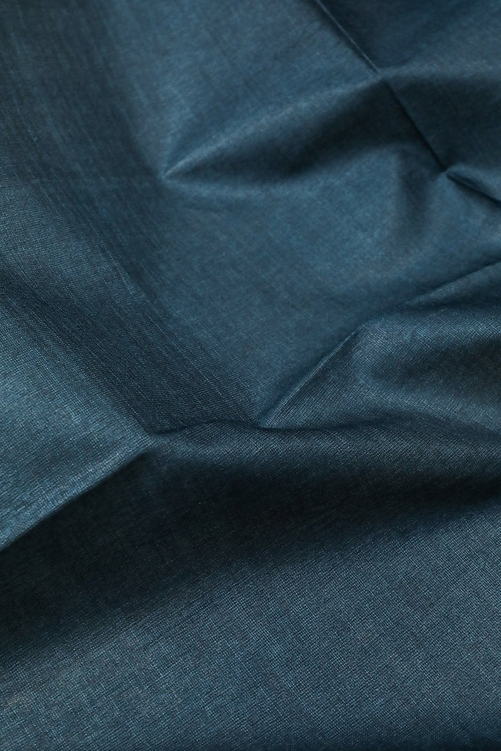 Peacock Blue Handwoven Tussar Fabric - 1m