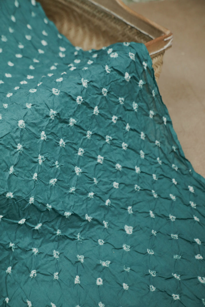 Peacock Green Bandhani Fabric - 1.1m