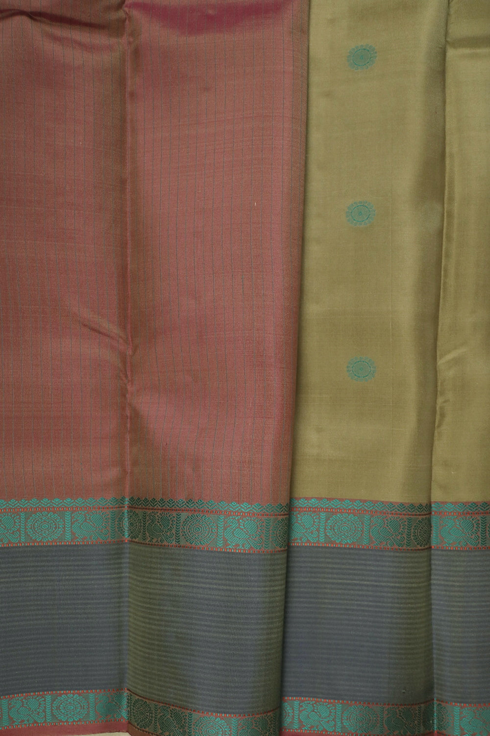 Blue & Pink Motifs Kanchipuram Silk Saree