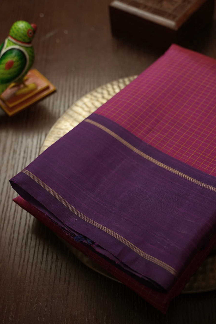 Hot Pink with Purple Border Kanchipuram Silk saree