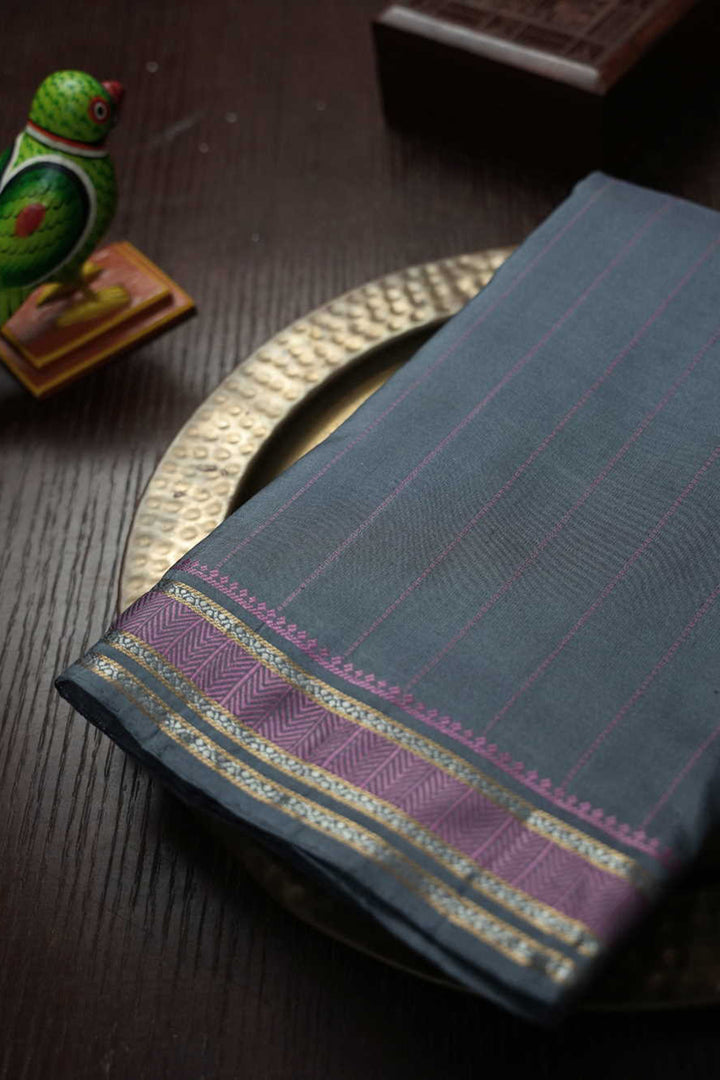 Elephant Grey Kanchi Silk saree