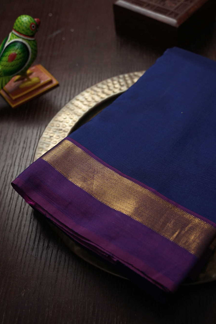 Dark Royal Blue Kanchipuram Silk Saree