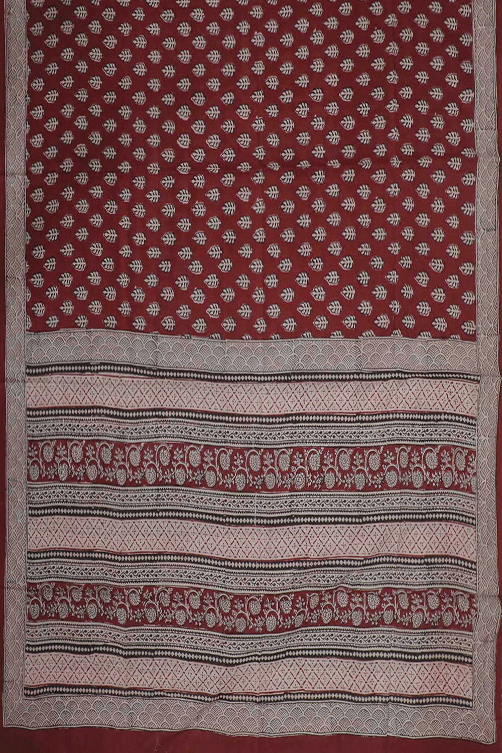 Cream Butta on Maroon Bagh Cotton Dupatta