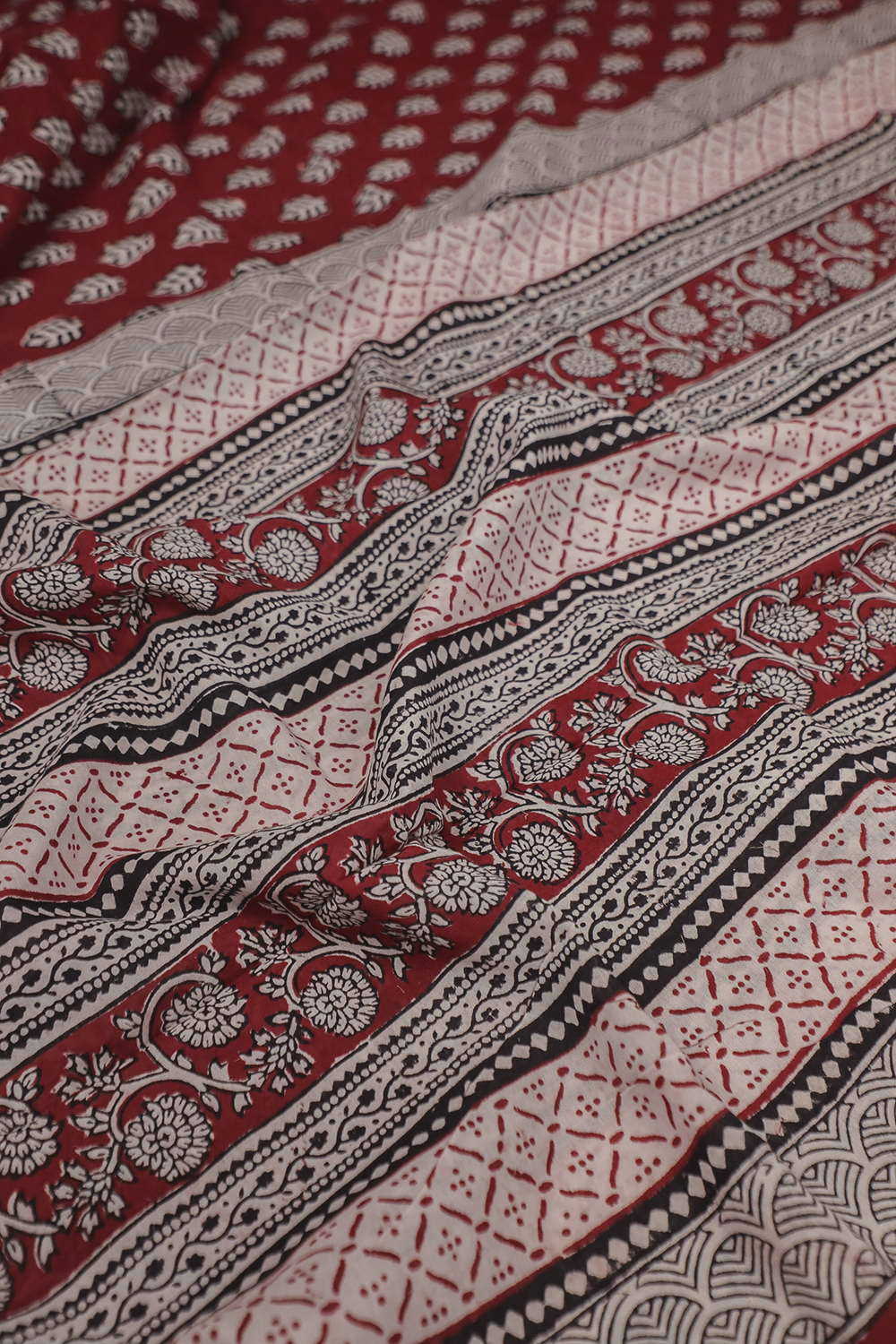 Cream Butta on Maroon Bagh Cotton Dupatta