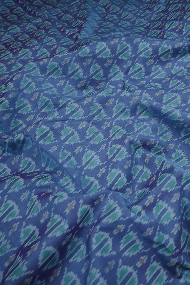 Blue Pattern Ikat Silk Cotton Fabric - 0.6M