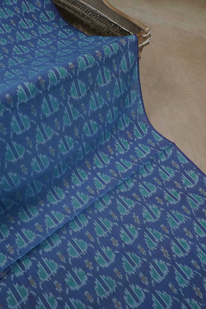 Blue Pattern Ikat Silk Cotton Fabric - 0.6M