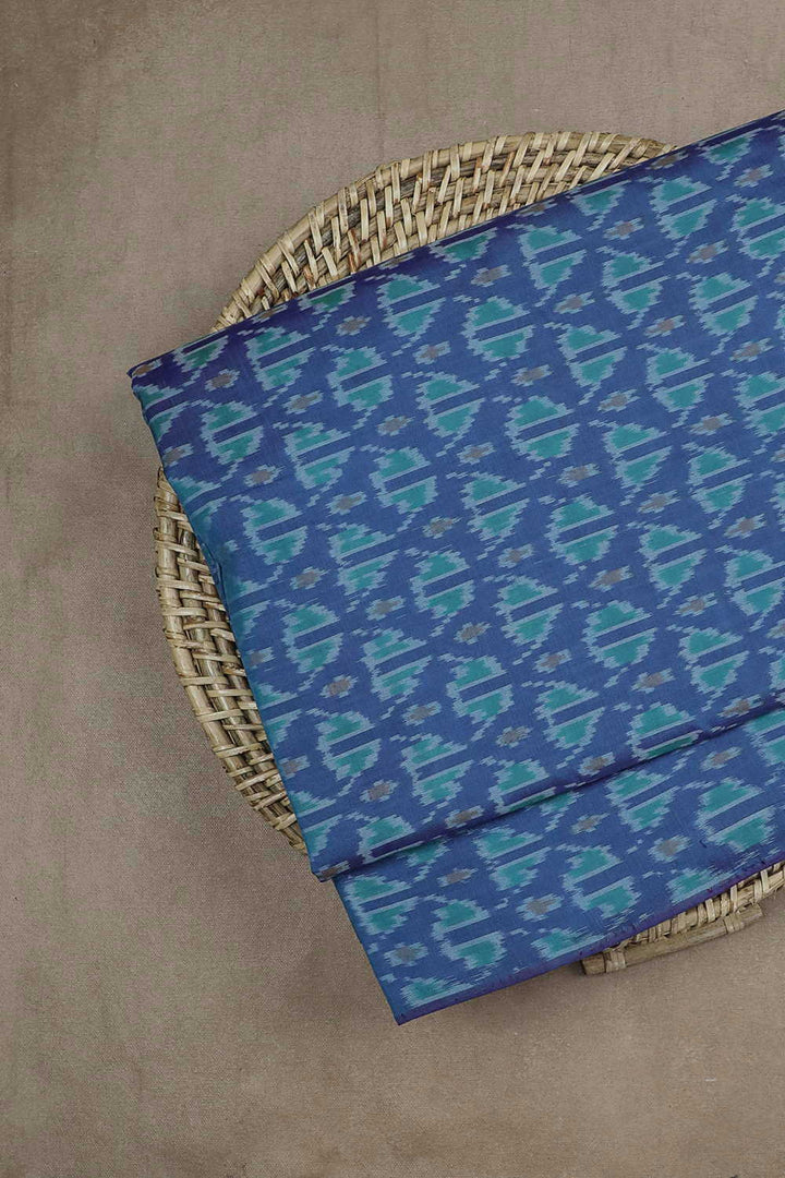 Blue Pattern Ikat Silk Cotton Fabric - 0.6M