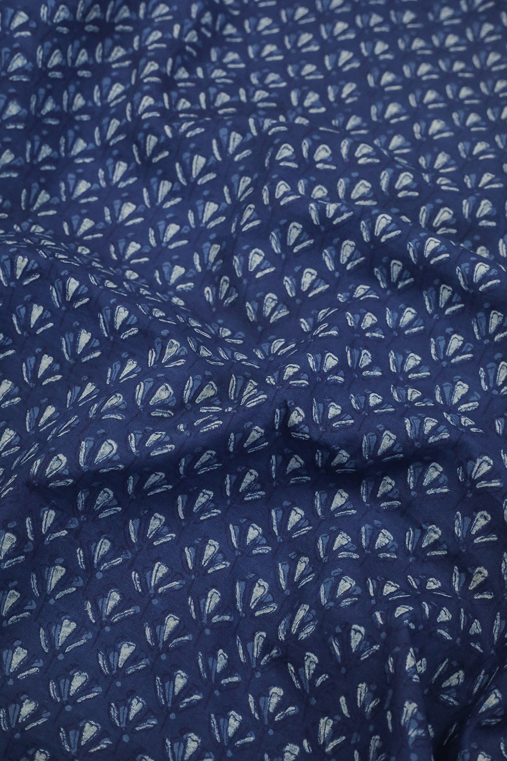 Faded Indigo Akola Block Printed Cotton Fabric - 1m