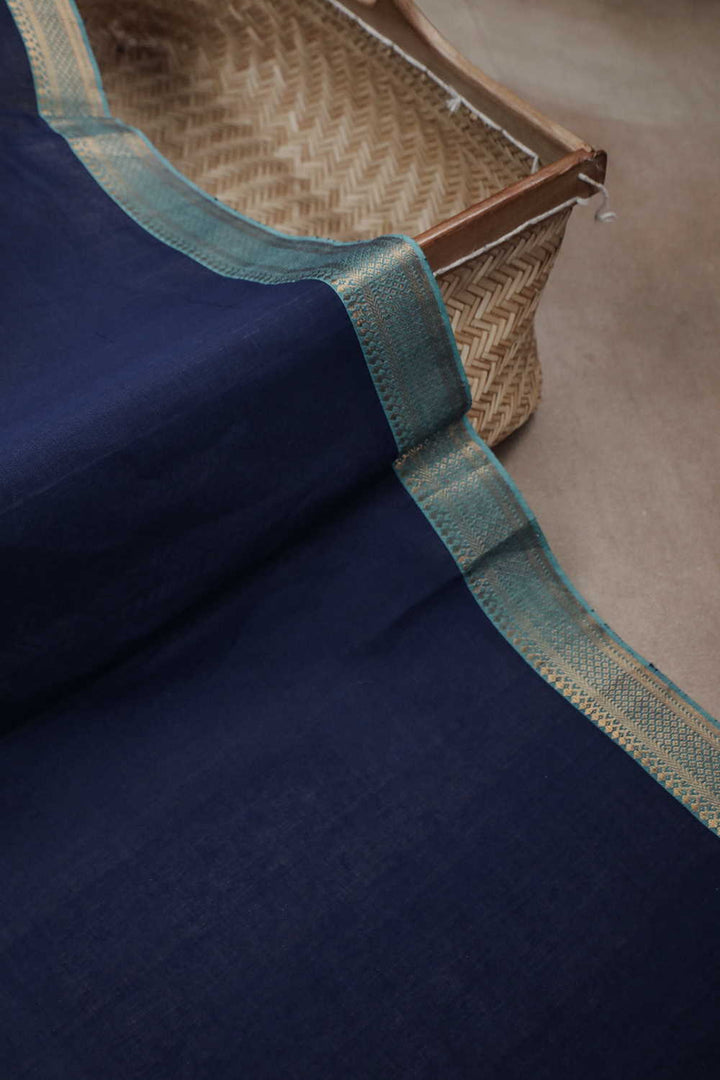 Navy Blue Mangalagiri Cotton Fabric - 1m