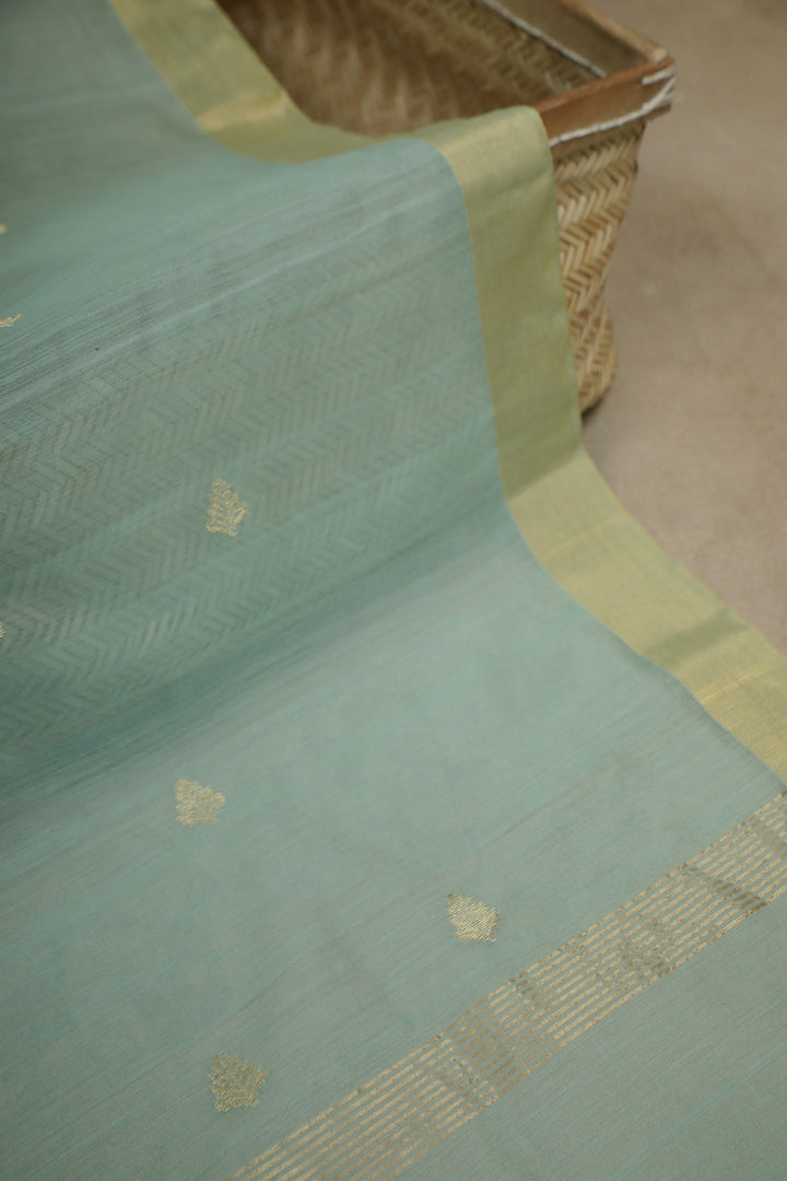 Seafoam Green Handwoven Chanderi Top with Dupatta