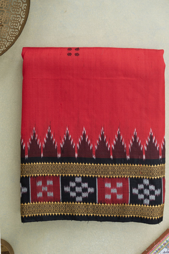 Rich Red Ikat silk saree