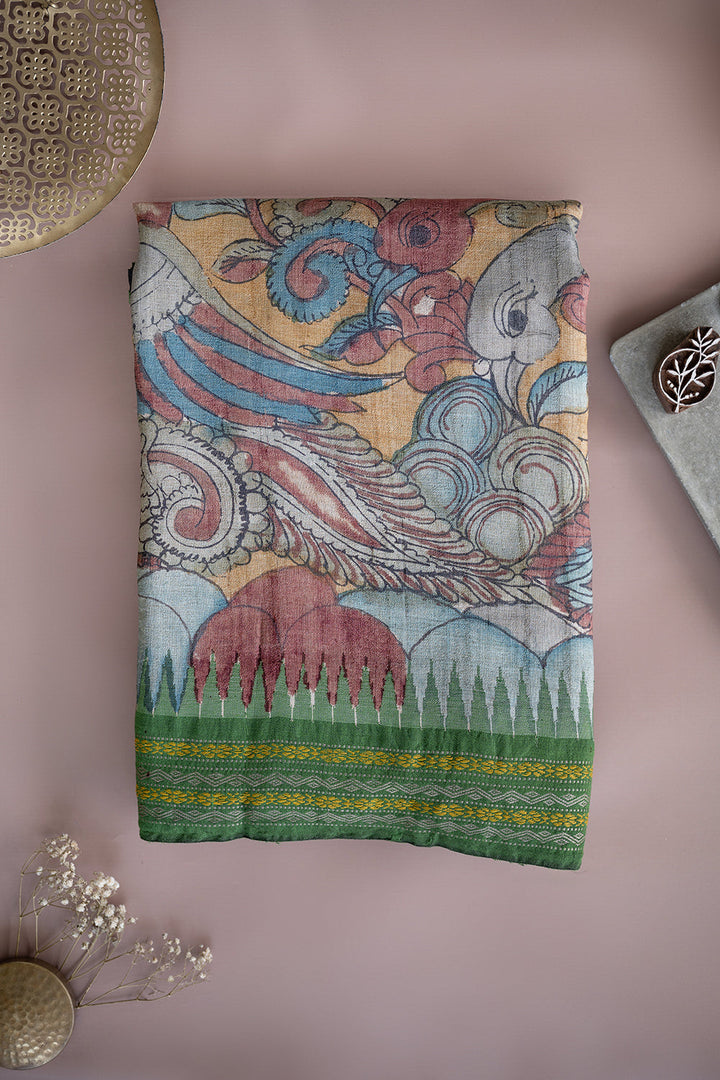 Kalamkari Tussar Silk Sarees - Matkatus 