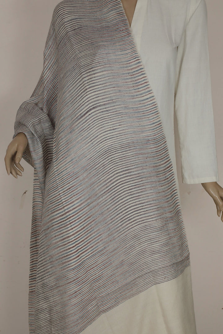 Lines on Cream Pashmina Woolen Stole